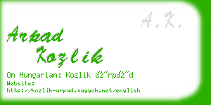 arpad kozlik business card